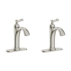 Rumson Single-Handle Single Hole Bathroom Faucet in Brushed Nickel (2-pack)