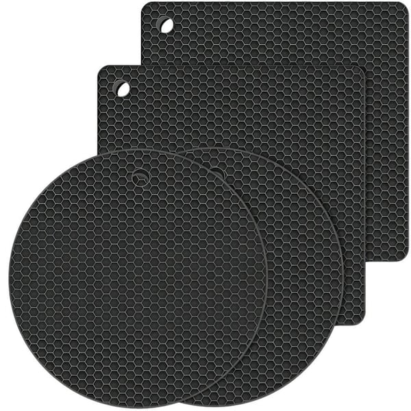 Silicone Trivet Mats with Hot Pads Pot Holders for Kitchen, Hot Dishes, Hot Pots and Pans, Countertop and Table (4-Pack)
