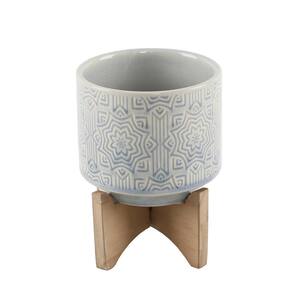 4.25 in. Blue Star Ceramic Planter on Stand