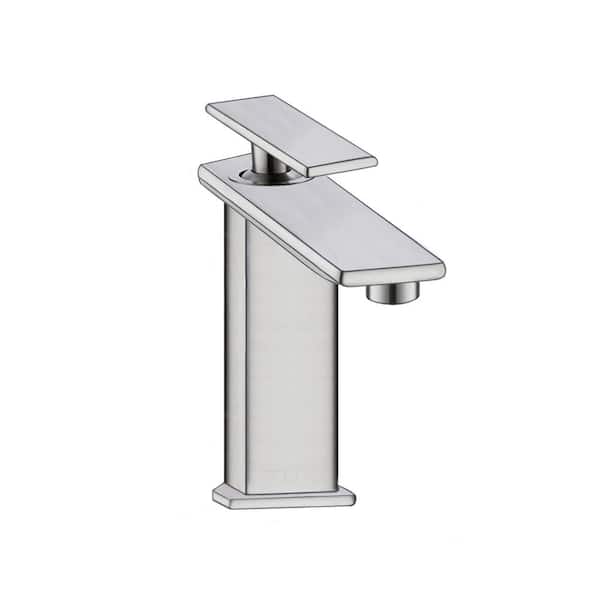 Commercial Single Handle Single Hole Bathroom Faucet in Brushed Nickel