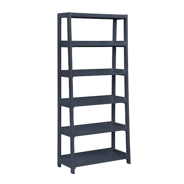 Lazzara Eliza 54 in. Tall Navy Blue Wood 4 Fixed Shelves Bookcase