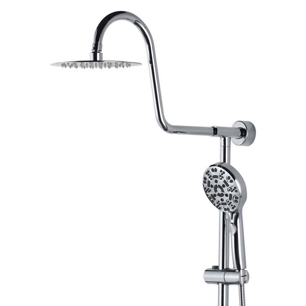 Rustic 7-Spray Round High Pressure Wall Bar Shower Kit with Handheld Shower Head in Polished Chrome price history on PriceWatchPro