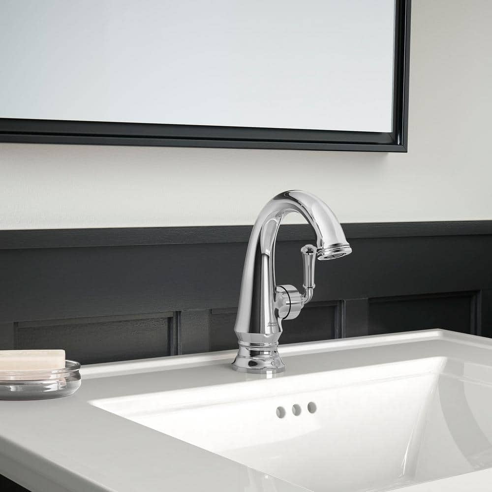 Polished Chrome Single-Handle Bathroom Faucet with Brass Pop-Up Drain