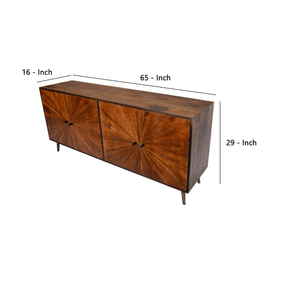 Sunburst Warm Brown Mango Wood 68" Sideboard Buffet Cabinet