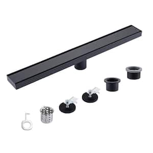 24 in. Linear Grid Shower Drain in Matte Black