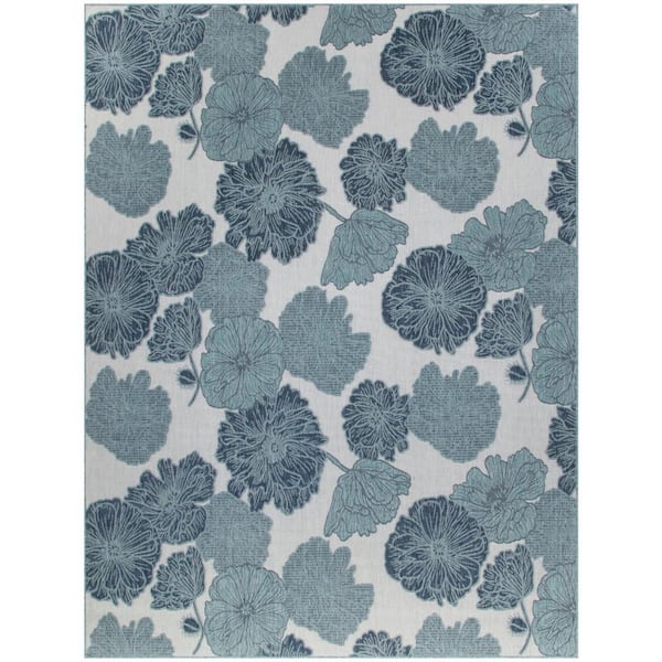 Nourison Garden Oasis Blue 9 ft. x 12 ft. Nature-inspired Contemporary Area Rug