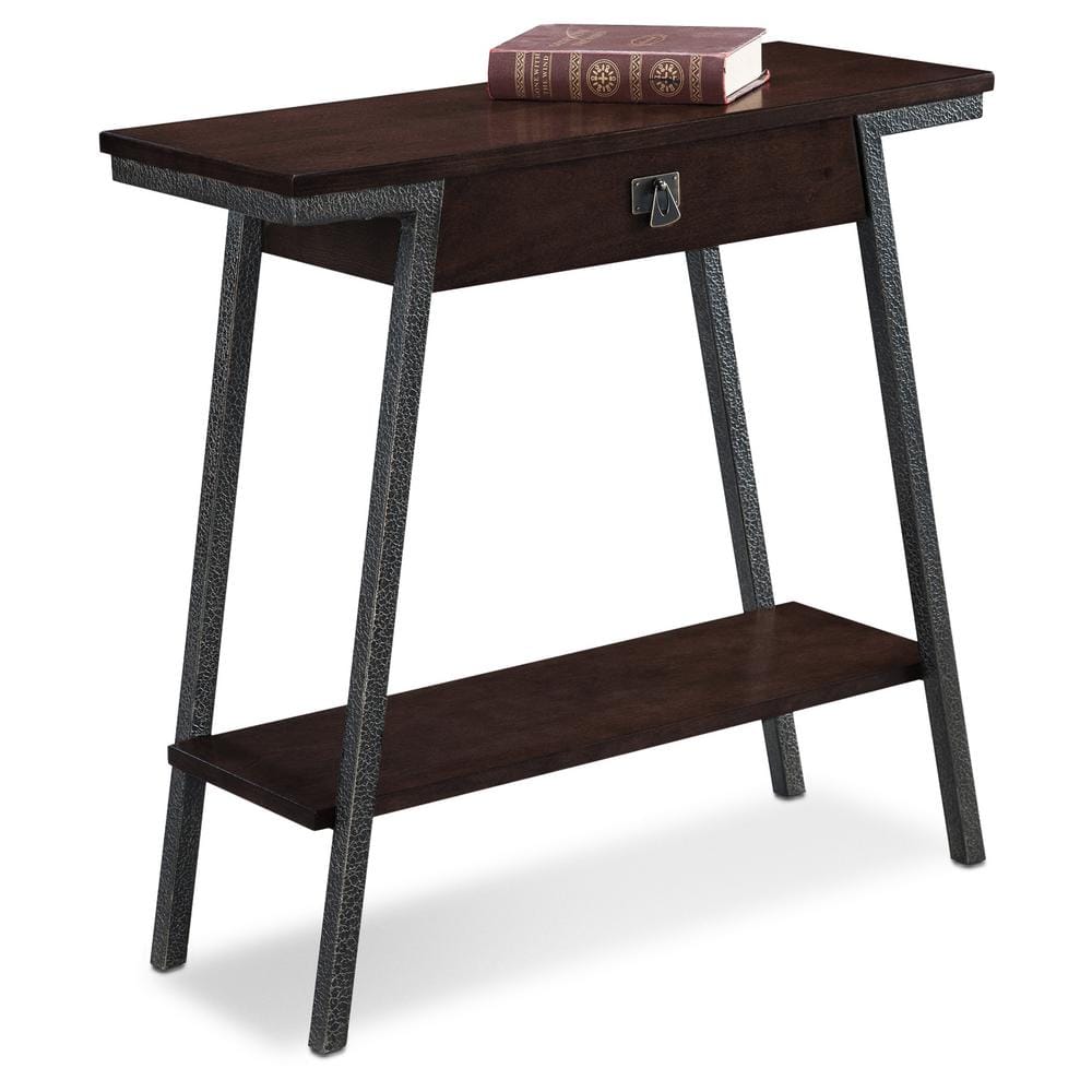 Walnut and Steel Industrial Console Table with Storage