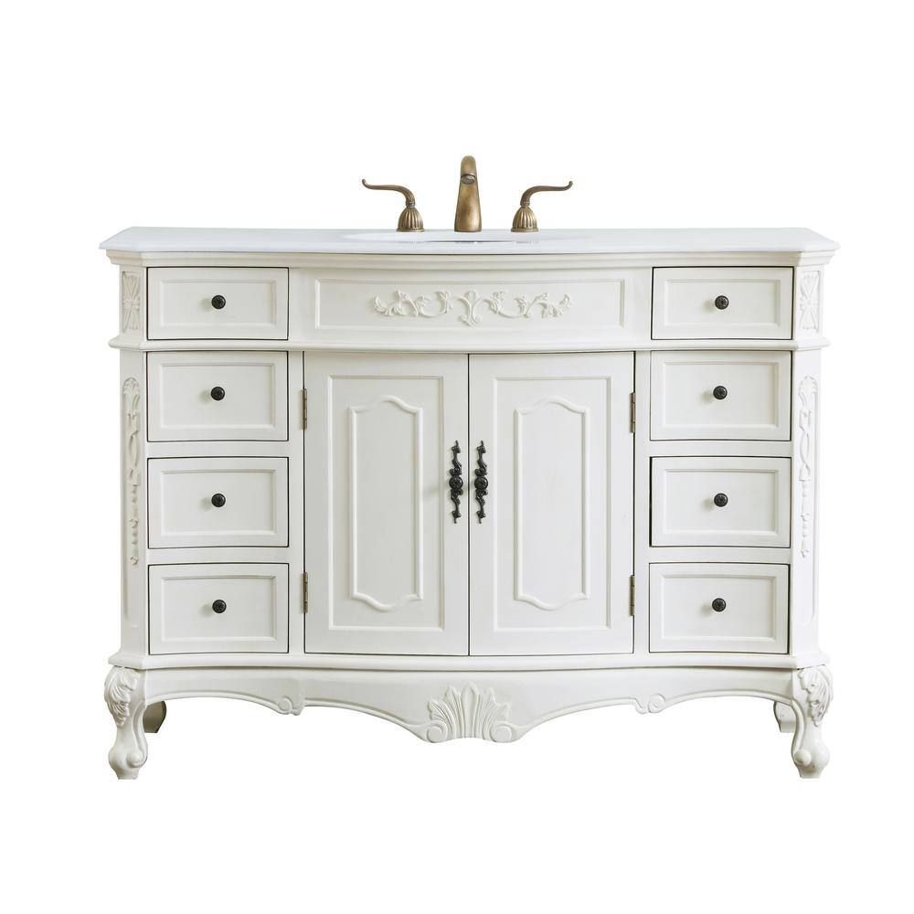 Simply Living 48 in. W x 21 in. D x 36 in. H Bath Vanity in Antique White w