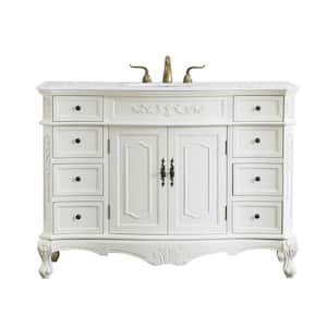 Simply Living 48 in. W x 21 in. D x 36 in. H Bath Vanity in Antique White with Ivory White Engineered Marble
