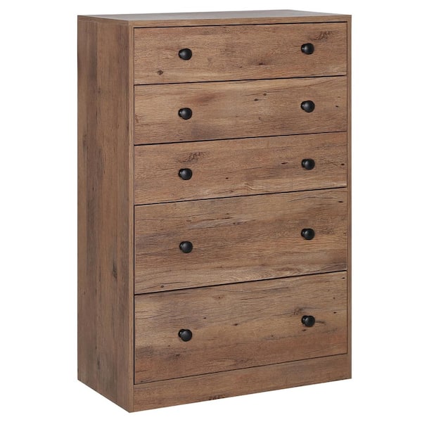 Costway 31 in. Width 5-Drawer Chest of Drawers Storage Dresser Tall Cabinet  Organizer Bedroom Hallway in Walnut JZ10151WN - The Home Depot