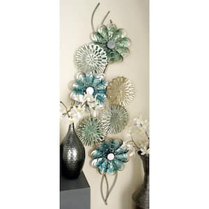 21 in. x  71 in. Metal Multi Colored Floral Wall Decor