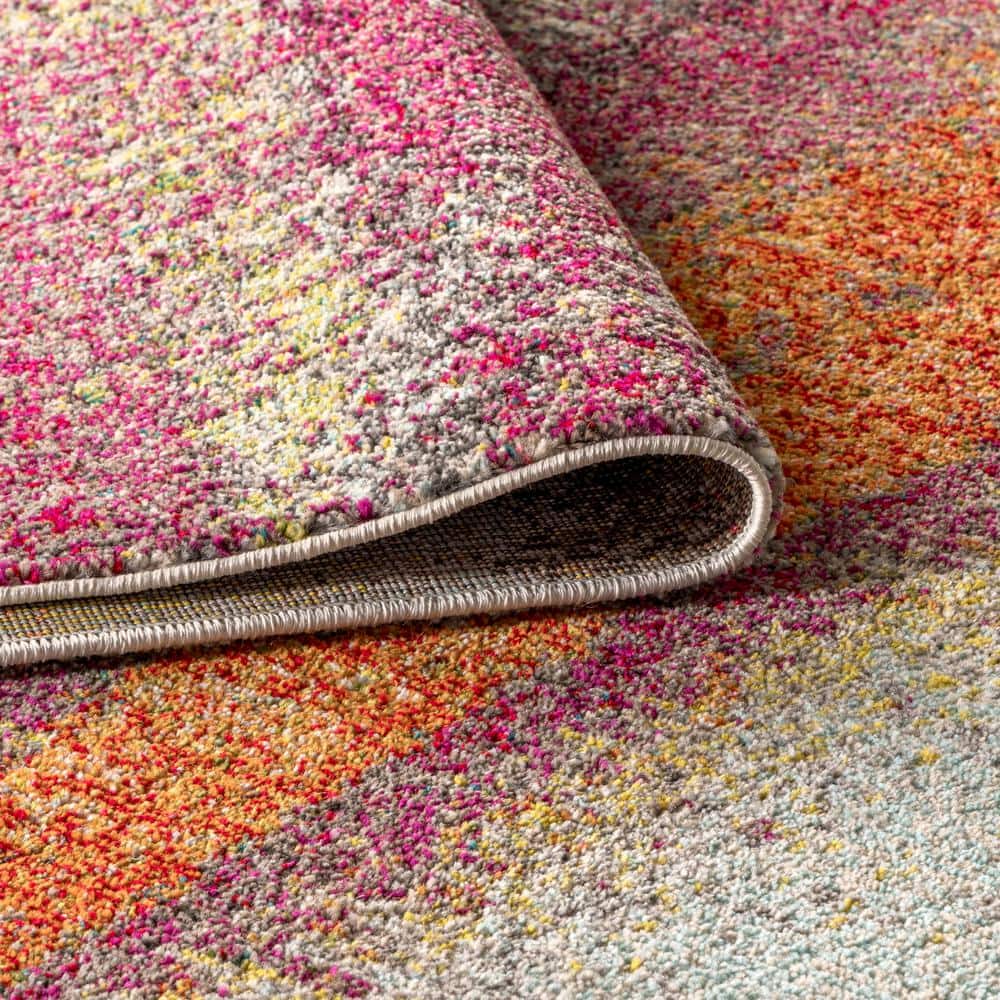 Luxe Soft Weave Abstract Cream & Pink Synthetic Area Rug