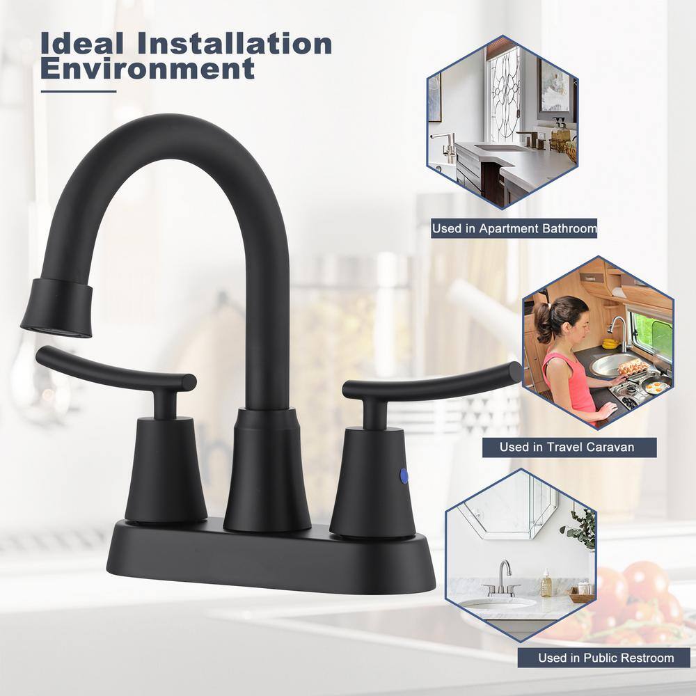 Matte Black Double Handle High Arc Bathroom Faucet