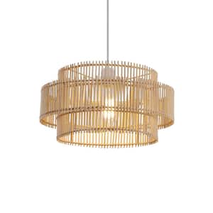Keazile 16 in. 2-Tiers 1-Light White Pendant Light with