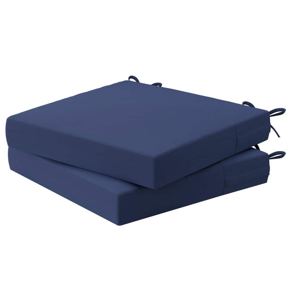 Navy Blue Foam Outdoor Dining Chair Cushions, Set of 2