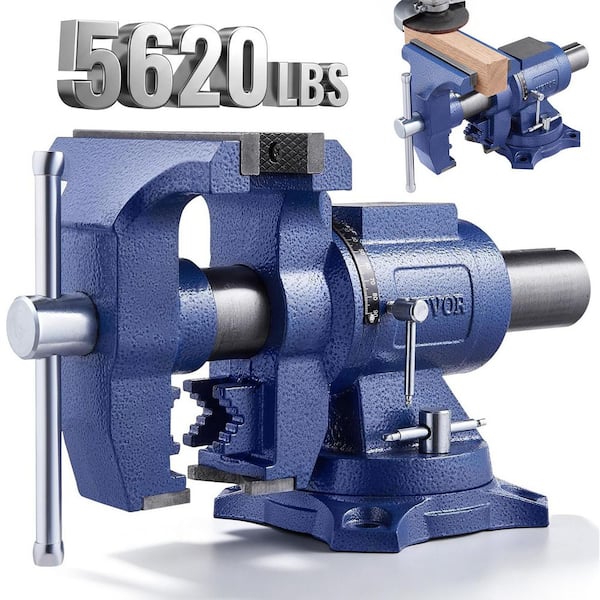 Heavy Duty Bench Vise 6-1/2 in. Jaw Width 5 in. Max Jaw Opening Multi-Purpose Ductile Iron Bench Vise