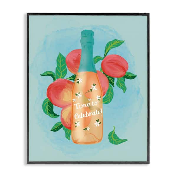 Stupell Industries Champagne with Budding Blooms by Be Ni La Black Framed Food Giclee Art Print 20 in. x 16 in.