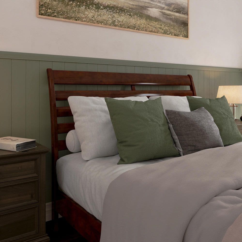 Savannah Walnut Queen Solid Wood Headboard with USB Charger