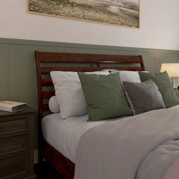 AFI Savannah Walnut Brown Solid Wood Queen Headboard Attachable Charger