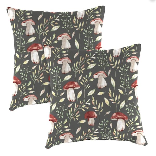 Jordan Manufacturing 16 in. L x 16 in. W x 4 in. T Square Outdoor Throw Pillow in Harvest Dark Gray (2-Pack)