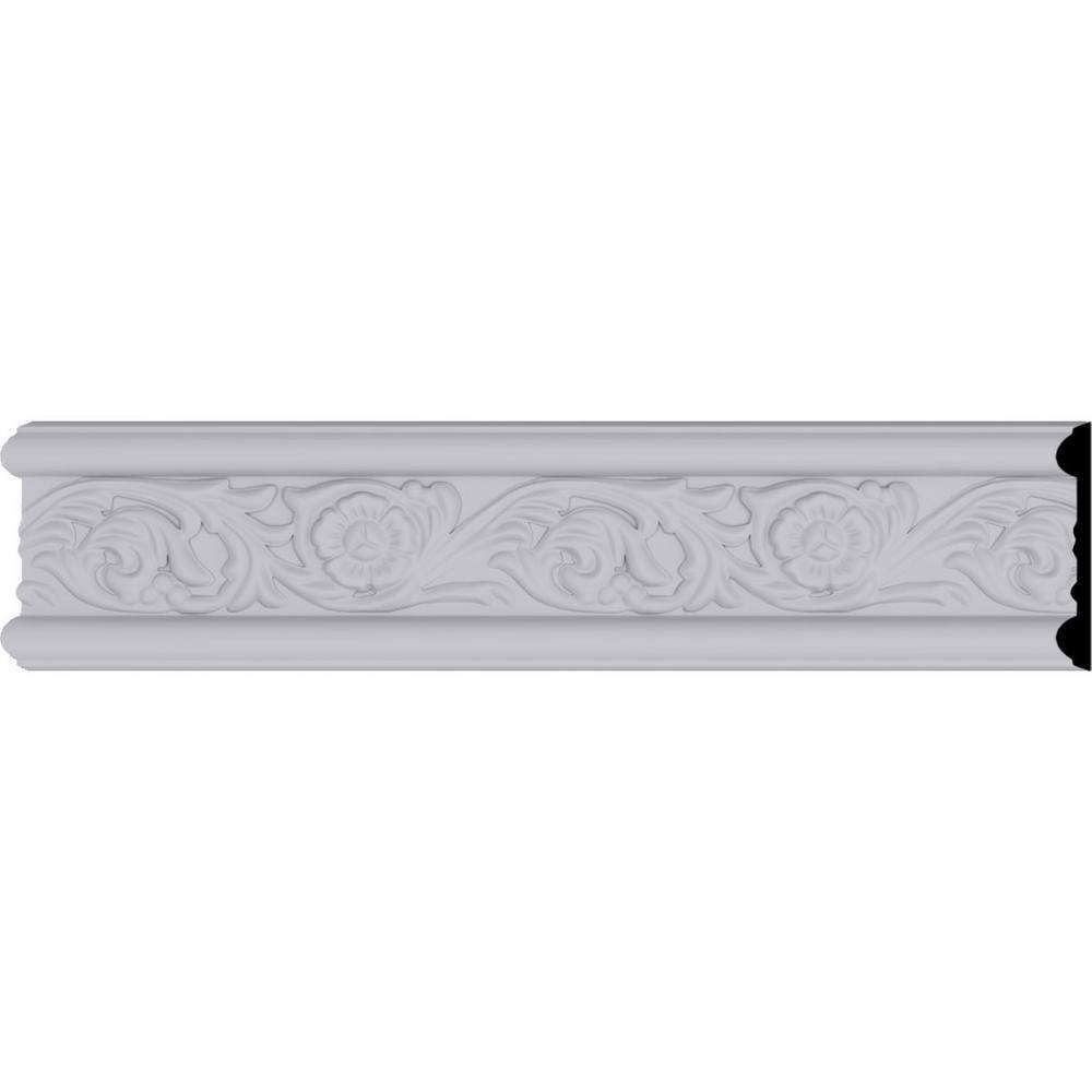 Primed White Floral Geometric Crown Moulding Panel