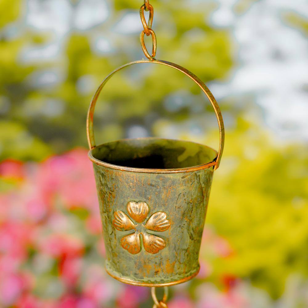 78 in. Antique Copper Iron Bucket Rain Chain