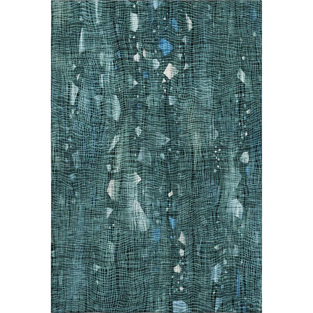Mayfield Premium Machine Washable Abstract AMF2092 Teal 3 ft. x 4 ft. Area Rug price history on PriceWatchPro