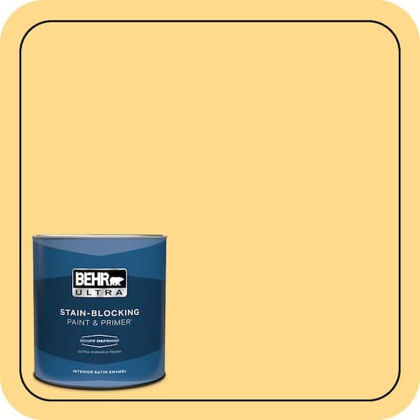 BEHR ULTRA 1 qt. #P270-4 Egg Cream Extra Durable Satin Enamel Interior Paint & Primer