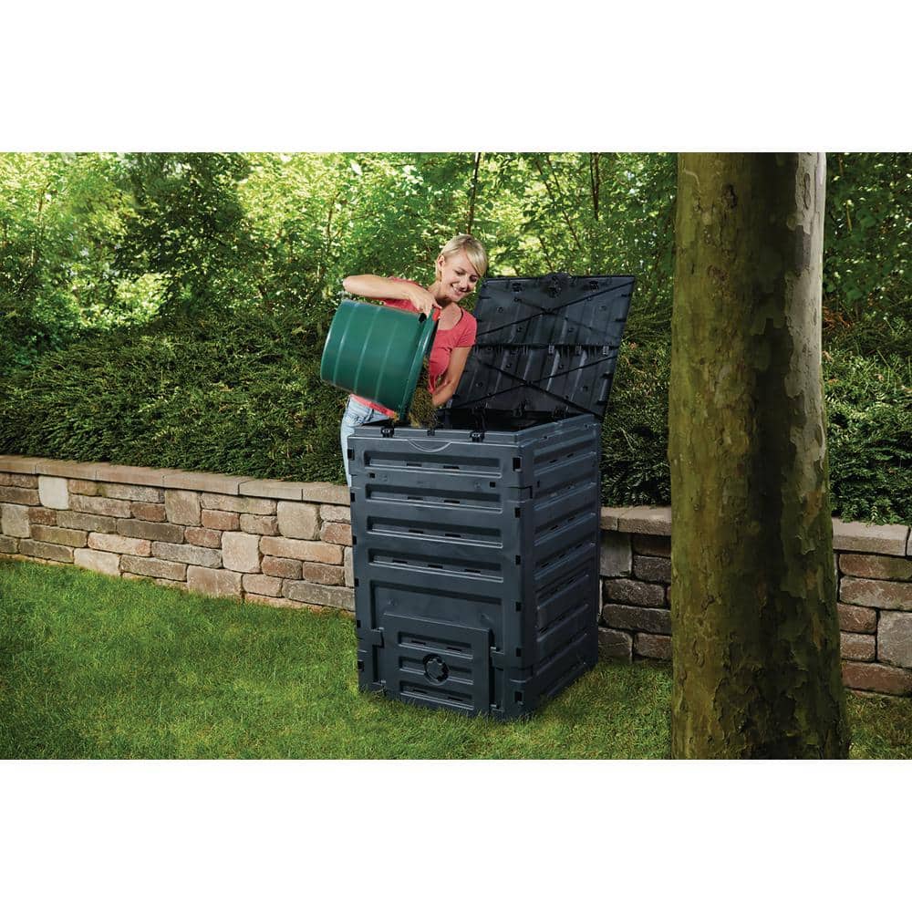 Eco-Friendly 120-Gal Polyethylene Stationary Composter with Latching Lid