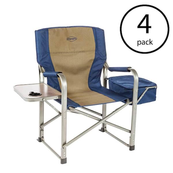 Kamp-Rite Camp Folding Director's Chair with Side Table and Cooler (4-Pack)