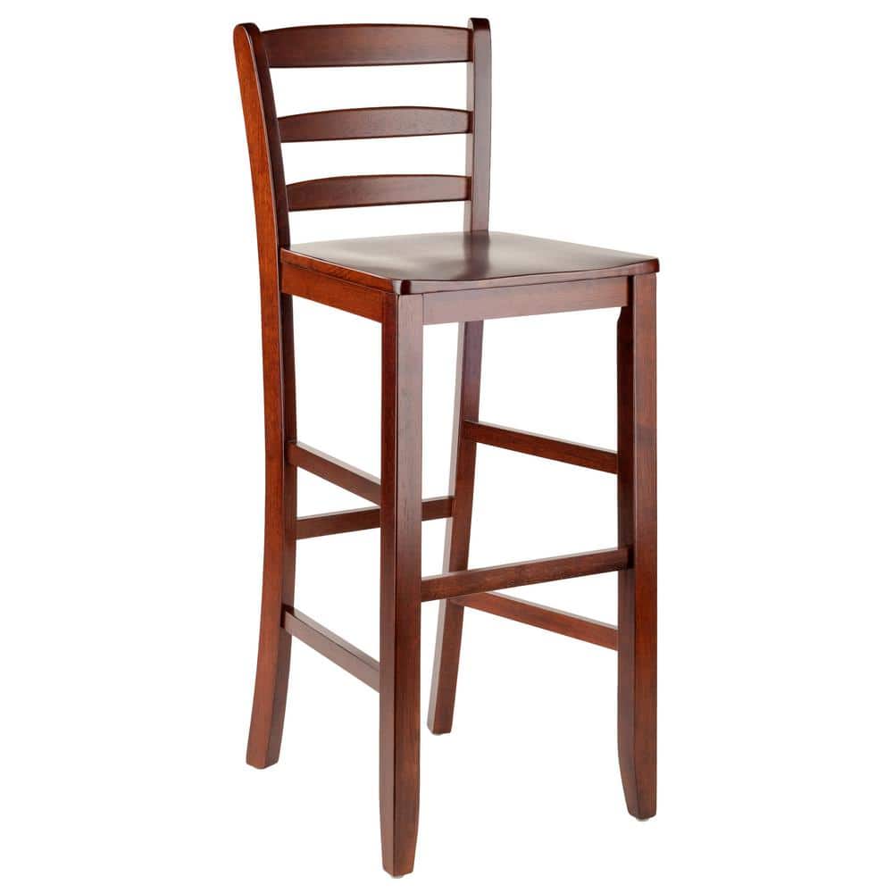 Set of 2 Walnut Ladder Back 30" Bar Stools