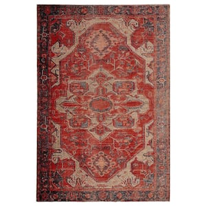 Polaris Red 7 ft. 6 in. x 9 ft. 6 in. Medallion Rectangle Area Rug