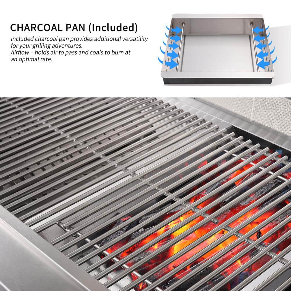Stainless Steel 6-Burner Propane Grill Island with Rotisserie and Refrigerator