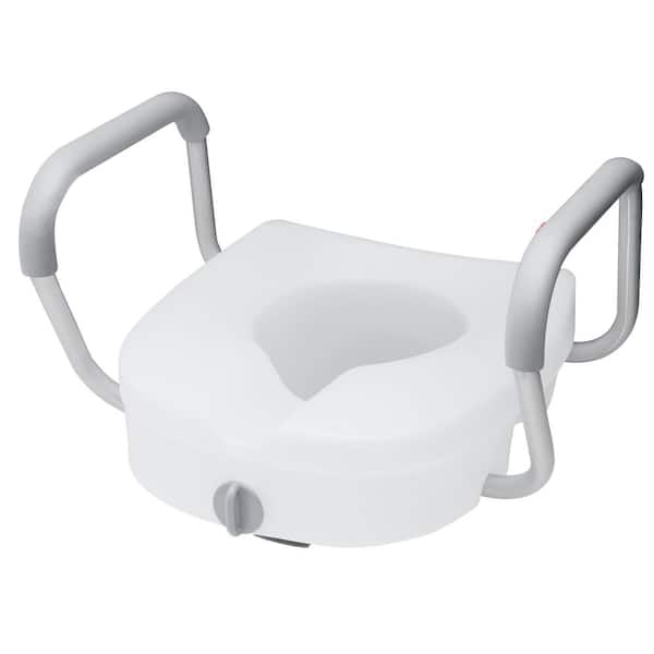 Glacier Bay E-Z Round 5 in. H Elevated Toilet Seat with Armrests, Lockable in white
