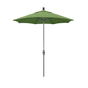 7.5 ft. Grey Aluminum Market Collar Tilt Crank Lift Patio Umbrella in Spectrum Cilantro Sunbrella