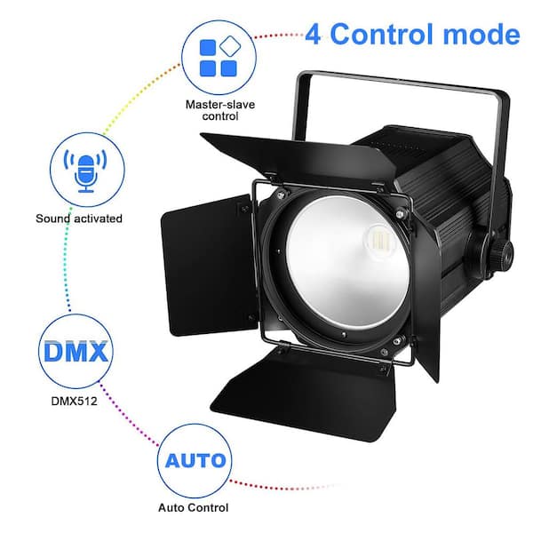 Lukyamzn 6 in 1 RGBWA LED COB Stage Lights with Barn Doors, Par Lights, DMX/Master-Slave DJ Lights Spotlight Warm & Cold White