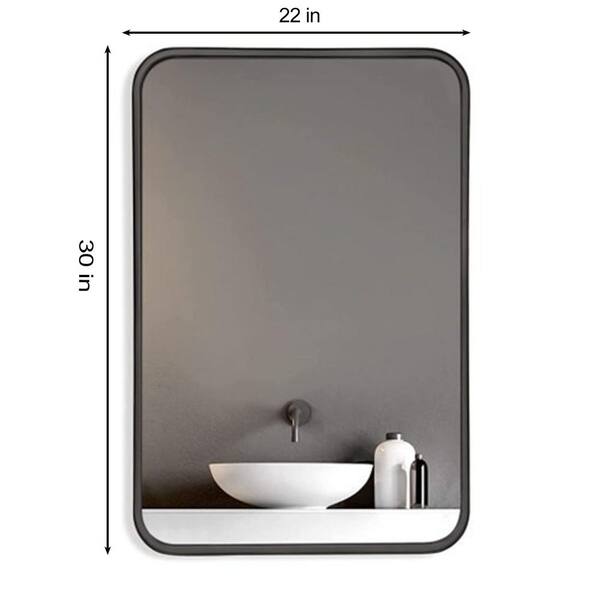 Modern Industrial Steel Metal Double-Framed Bathroom Mirror with a Shelf