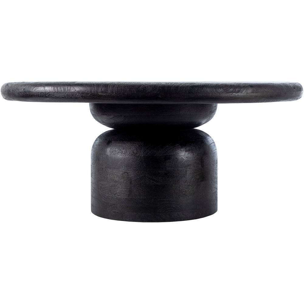 Black Solid Mango Wood Round Coffee Table