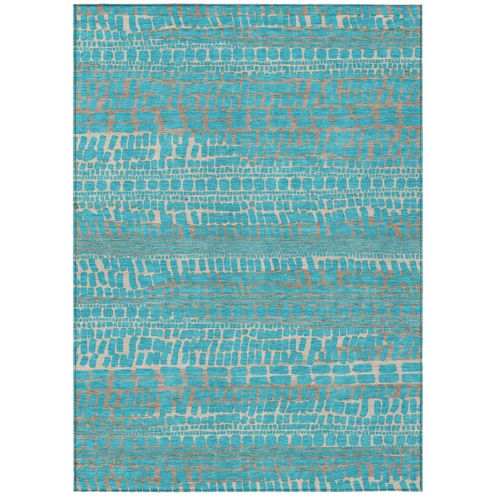 Chantille Machine Washable Indoor/Outdoor Abstract ACN2540 Teal 3 ft. x 5 ft. Area Rug price history on PriceWatchPro