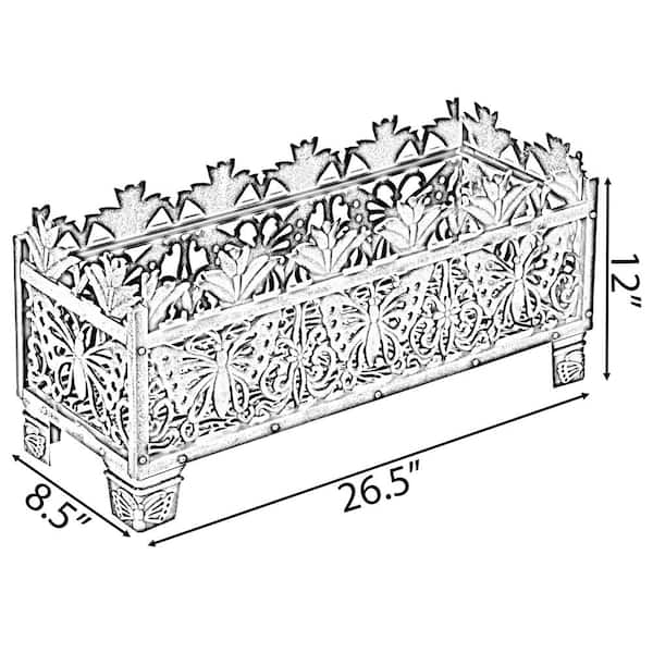 Antique White Cast Iron Planter Box Stand