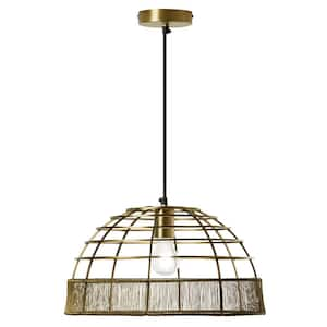 Lola 40-Watt 1-Light Brass Dome Pendant Light with Metal Shade