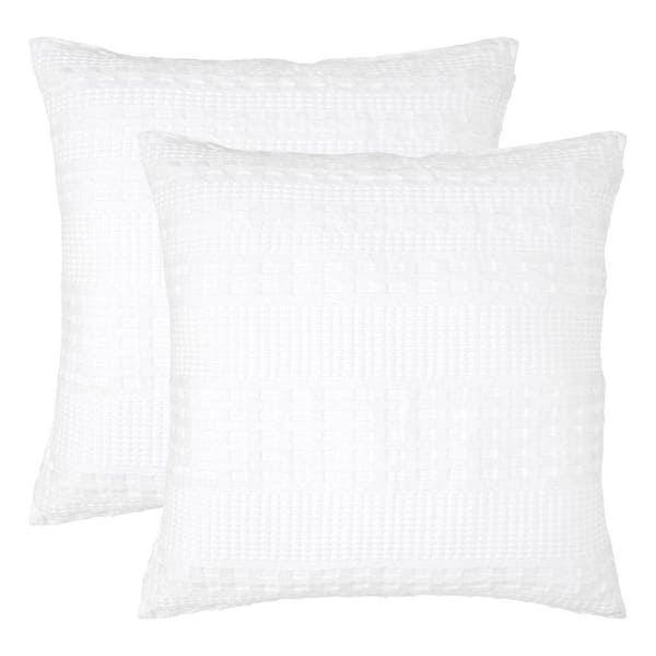 Waffle Weave White Cotton Euro Sham (Set of 2)