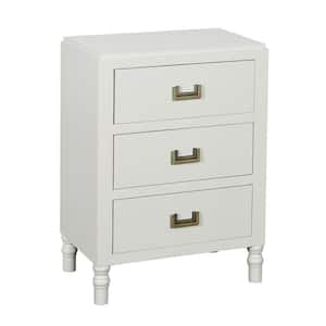 Samantha White 3 Drawer 17.75 in. W Nightstand