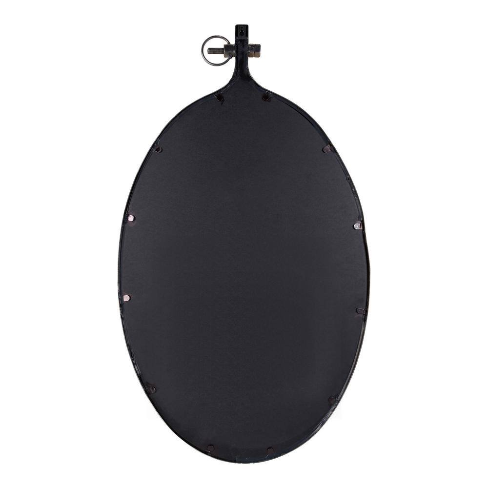 Bronze Oval Industrial Wall Mirror with Gold Accents, 20 x 34