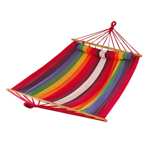 BLISS HAMMOCKS 80 in. Caribbean Hammock Bed with Pillow, Velcro Straps and Chains in Tequila Sunrise