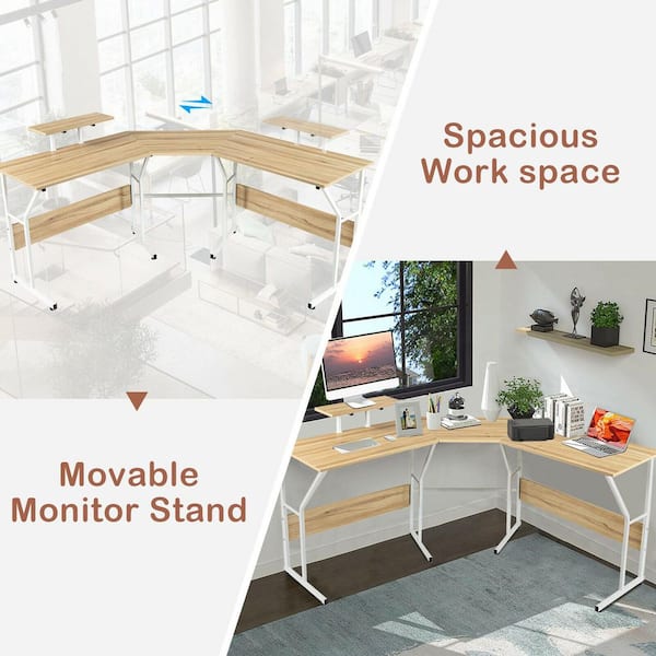 Gymax Dual-Motor 72 in. L Shaped White Standing Desk Ergonomic Sit Stand  Computer Workstation GYM10654 - The Home Depot