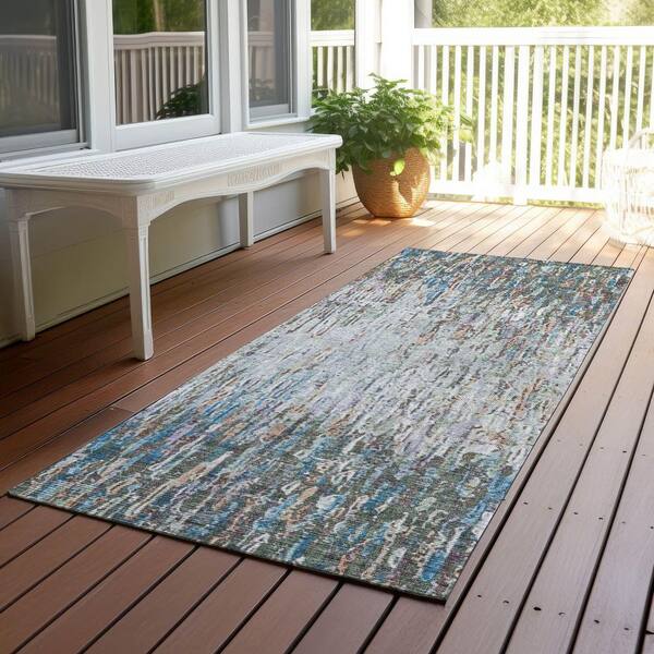 Chantille Machine Washable Indoor/Outdoor Abstract ACN2439 Basil 2 ft. x 7 ft. Runner Rug