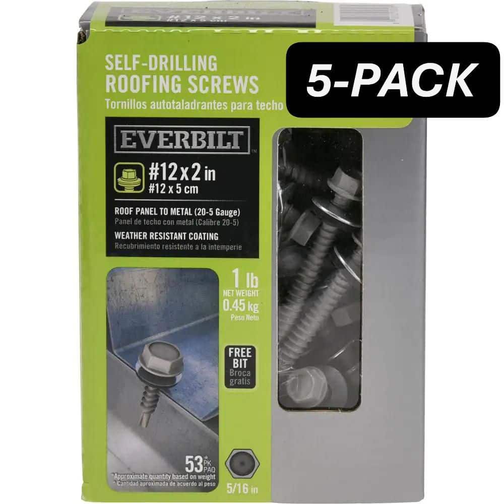 5-Pack #12 x 2 in. Flange Hex Head Drive Self-Drilling Screw with Neoprene Washer (5 lb / 265-Piece) price history on PriceWatchPro