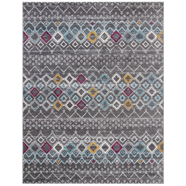 Amsterdam 11 x 15 Dark Gray/Ivory Tribal Area Rug