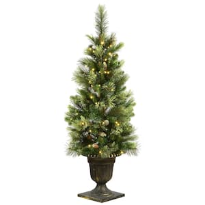 4.5 ft. Artificial Christmas Carolina Pine Entrance Tree with Battery Operated LED Lights